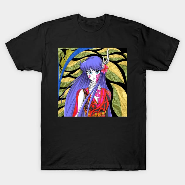 saori kido the athena goddess in knights of the zodiac T-Shirt by jorge_lebeau